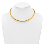 14k Yellow Gold Polished 6.1mm Woven Mesh 17 inch Necklace, shown on a neck form