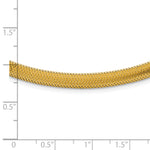 14k Yellow Gold Polished 6.1mm Woven Mesh 17 inch Necklace, shown with a ruler for scale