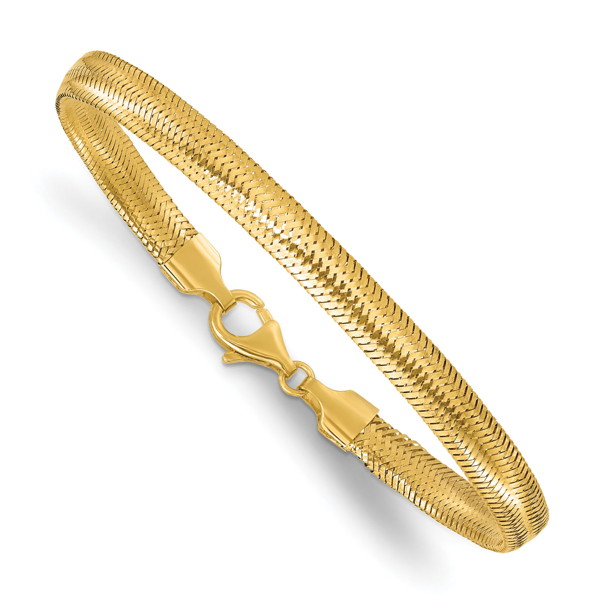 14k Yellow Gold Polished 6.1mm Woven Mesh 7.5 inch Bracelet, view 3