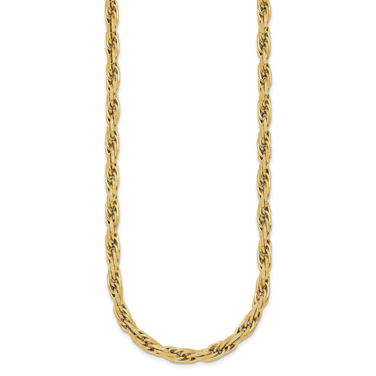 14k Yellow Gold Polished and Textured 4.5mm Flat Rope Chain 18.25 inch Necklace, view 2