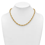 14k Yellow Gold Polished and Textured 4.5mm Flat Rope Chain 18.25 inch Necklace, shown on a neck form