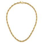 14k Yellow Gold Polished and Textured 4.5mm Flat Rope Chain 18.25 inch Necklace, view 5