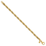 14k Yellow Gold Polished and Textured 4.5mm Flat Rope Chain 7.5 inch Bracelet, view 2