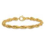 14k Yellow Gold Polished and Textured 4.5mm Flat Rope Chain 7.5 inch Bracelet, view 3
