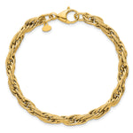 14k Yellow Gold Polished and Textured 4.5mm Flat Rope Chain 7.5 inch Bracelet, view 4