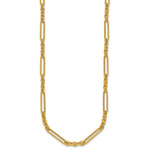 14k Yellow Gold Polished and Textured Fancy Link with Toggle 18 inch Necklace, view 2