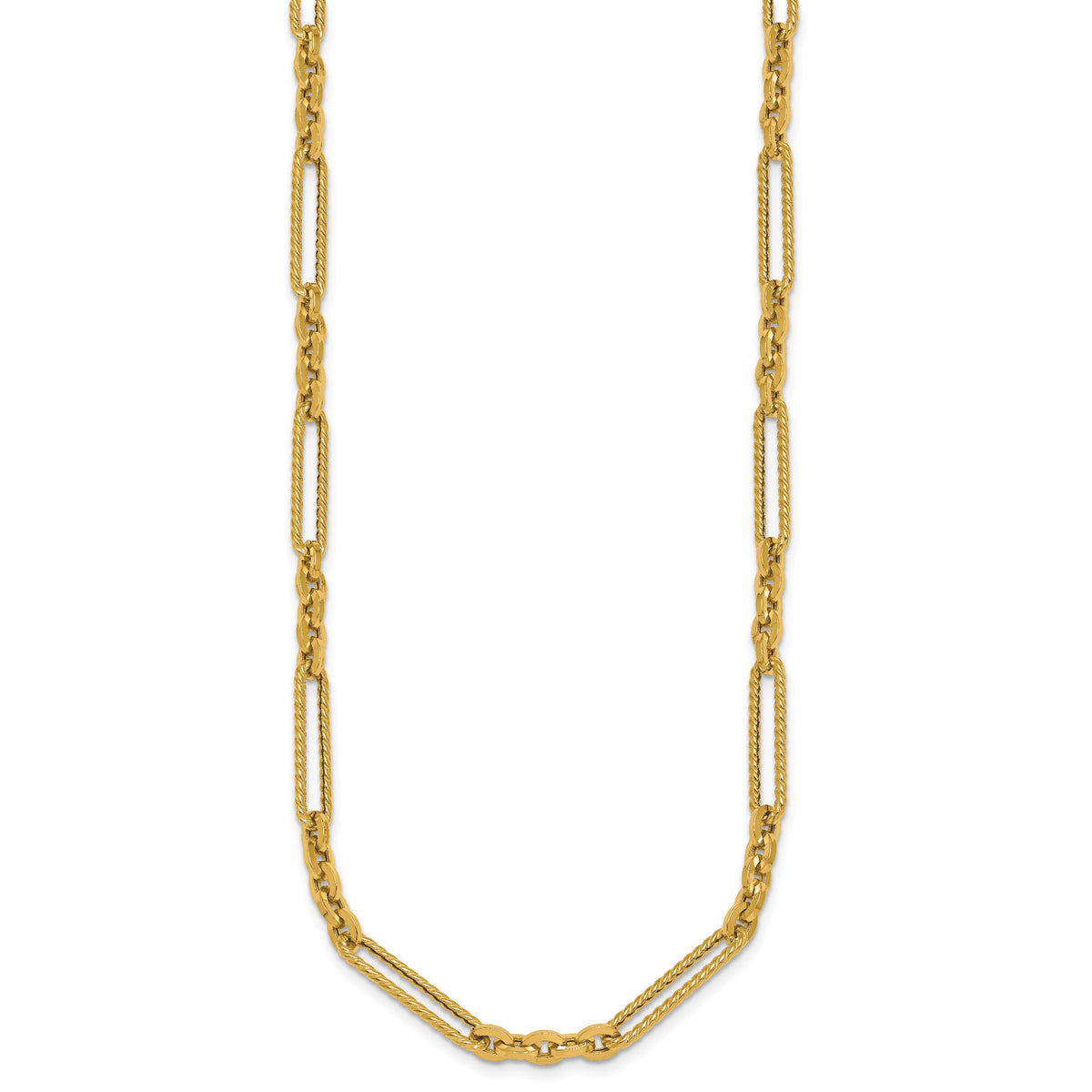 14k Yellow Gold Polished and Textured Fancy Link with Toggle 18 inch Necklace, view 2