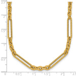 14k Yellow Gold Polished and Textured Fancy Link with Toggle 18 inch Necklace, shown with a ruler for scale