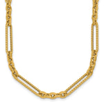 14k Yellow Gold Polished and Textured Fancy Link with Toggle 18 inch Necklace