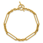 14k Yellow Gold Polished and Textured Fancy Link with Toggle 7.5 inch Bracelet, view 4