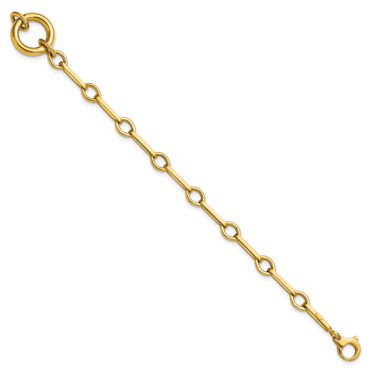 14k Polished Fancy Long Link with Circle 7.75 inch Bracelet