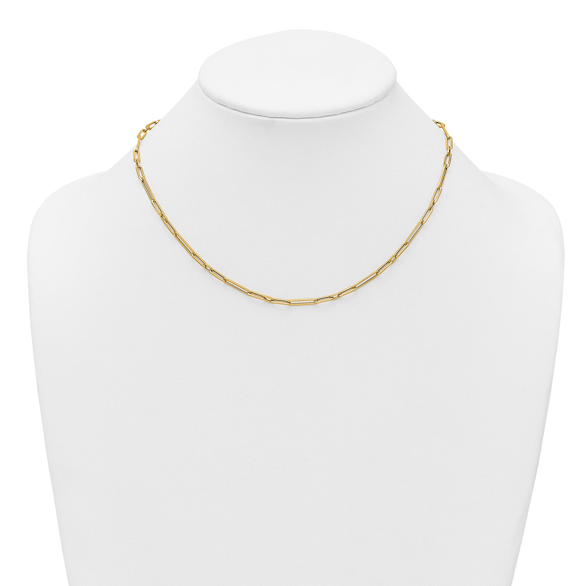 14k Polished 2.9mm Fancy Long and Short Paperclip Link 17 inch Necklace