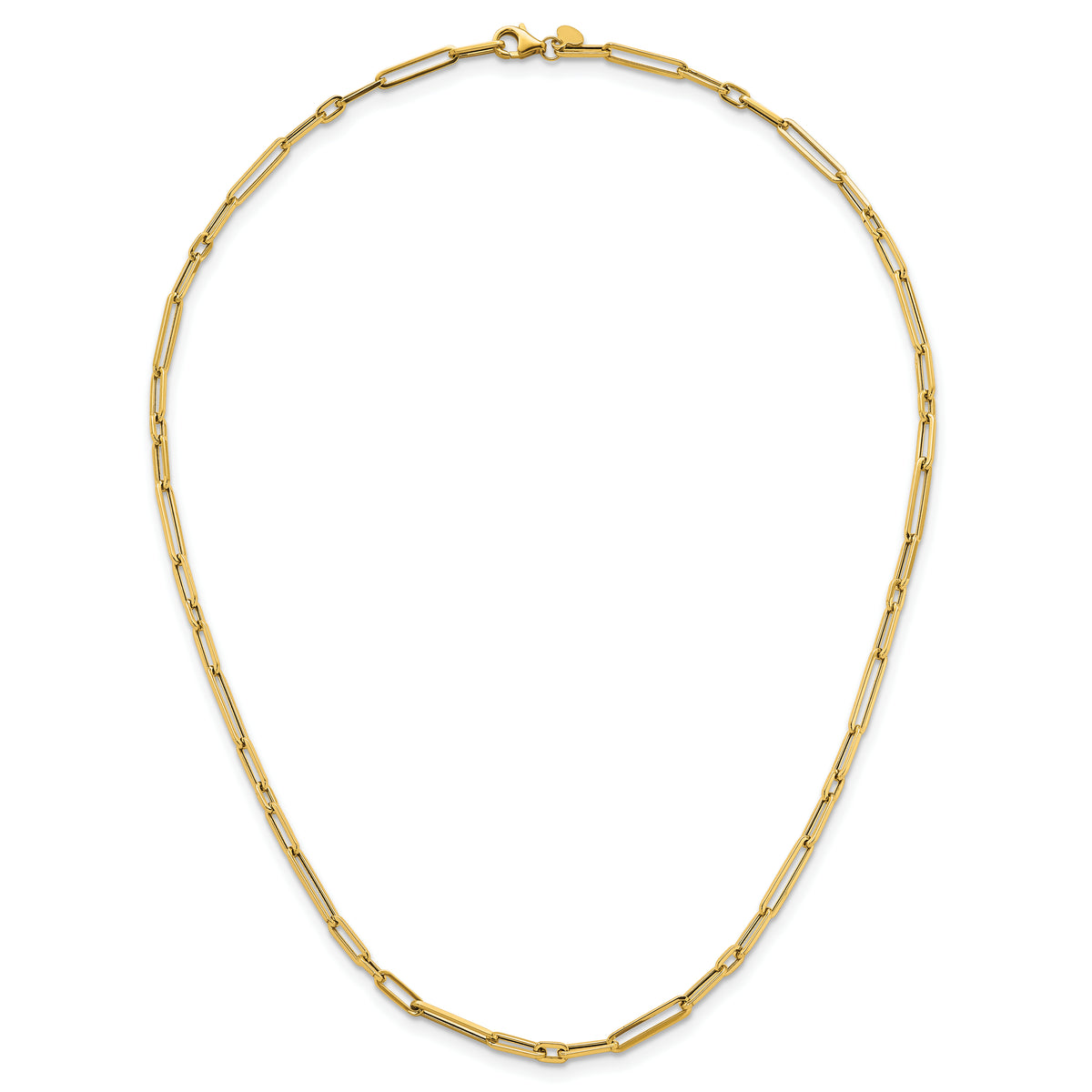 14k Polished 2.9mm Fancy Long and Short Paperclip Link 17 inch Necklace