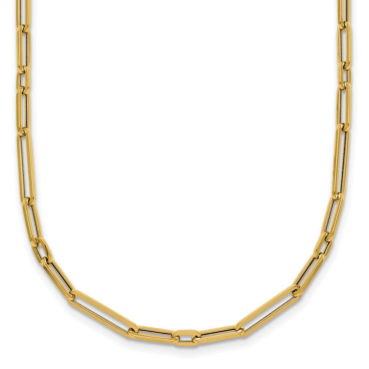 14k Polished 2.9mm Fancy Long and Short Paperclip Link 17 inch Necklace
