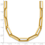 14k Yellow Gold Polished 7mm Paperclip Link Chain 17.5 inch Necklace, shown with a ruler for scale