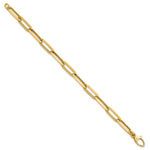 14k Yellow Gold Polished 7mm Paperclip Link Chain 7.5 inch Bracelet, view 2
