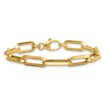 14k Yellow Gold Polished 7mm Paperclip Link Chain 7.5 inch Bracelet, view 3
