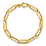 14k Yellow Gold Polished 7mm Paperclip Link Chain 7.5 inch Bracelet, view 4