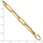 14k Yellow Gold Polished 7mm Paperclip Link Chain 7.5 inch Bracelet, shown with a ruler for scale