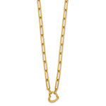 14k Yellow Gold Polished Heart 17.5 inch Paperclip Chain Necklace, view 2