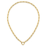 14k Yellow Gold Polished Heart 17.5 inch Paperclip Chain Necklace, view 5