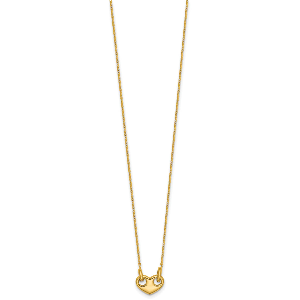 14k Yellow Gold Polished Heart 18 inch Necklace, view 2