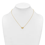 14k Yellow Gold Polished Heart 18 inch Necklace, shown on a neck form