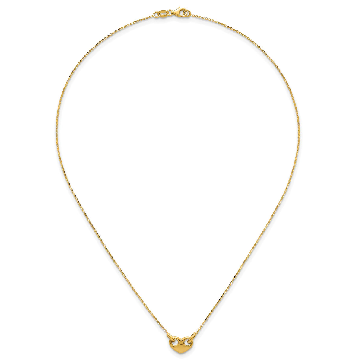 14k Yellow Gold Polished Heart 18 inch Necklace, view 5