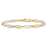 14k Two-Tone Gold Polished Fancy Link 7 inch Bracelet, view 3