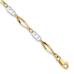 14k Two-Tone Gold Polished Fancy Link 7 inch Bracelet