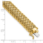 14k Yellow Gold Polished 12.5mm Mesh 7.25 inch Bracelet, shown with a ruler for scale