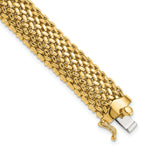 14k Yellow Gold Polished 12.5mm Mesh 7.25 inch Bracelet