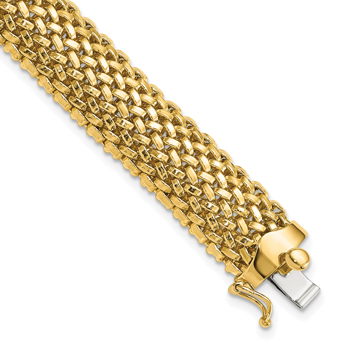 14k Yellow Gold Polished 12.5mm Mesh 7.25 inch Bracelet