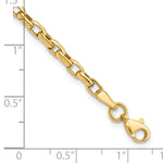 14k Yellow Gold Polished 2mm Fancy Cable Link 7.25 inch Bracelet, shown with a ruler for scale