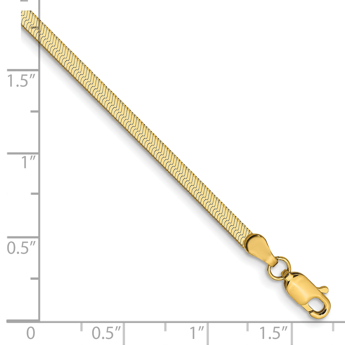 Gold (10K & 14K) Silky Herringbone Chain Bracelet - 14k Yellow Gold / 7 in / 2.5 mm