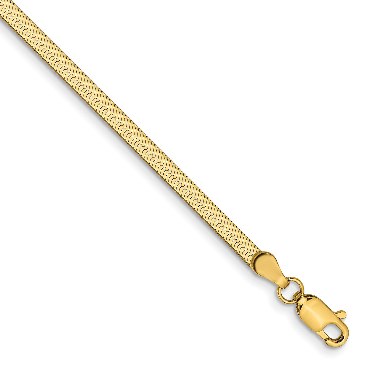 Gold (10K & 14K) Silky Herringbone Chain Bracelet - 14k Yellow Gold / 7 in / 2.5 mm