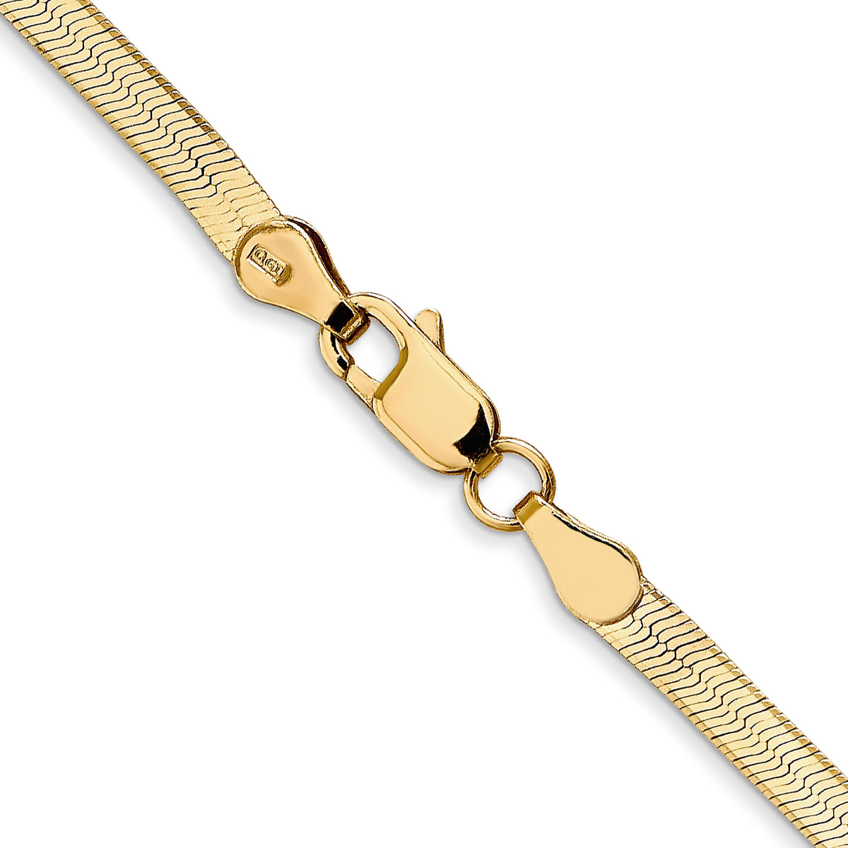 Gold (10K & 14K) Silky Herringbone Chain - 14k Yellow Gold / 16 in / 3 mm