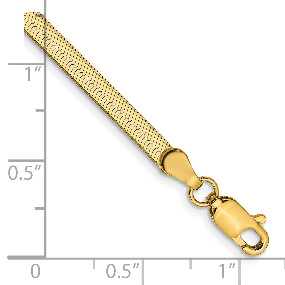 Gold (10K & 14K) Silky Herringbone Chain Bracelet - 14k Yellow Gold / 7 in / 3 mm