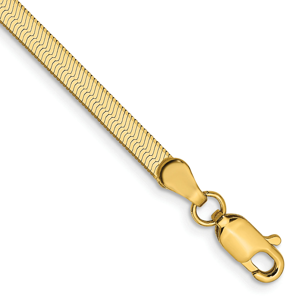 Gold (10K & 14K) Silky Herringbone Chain Bracelet - 14k Yellow Gold / 7 in / 3 mm