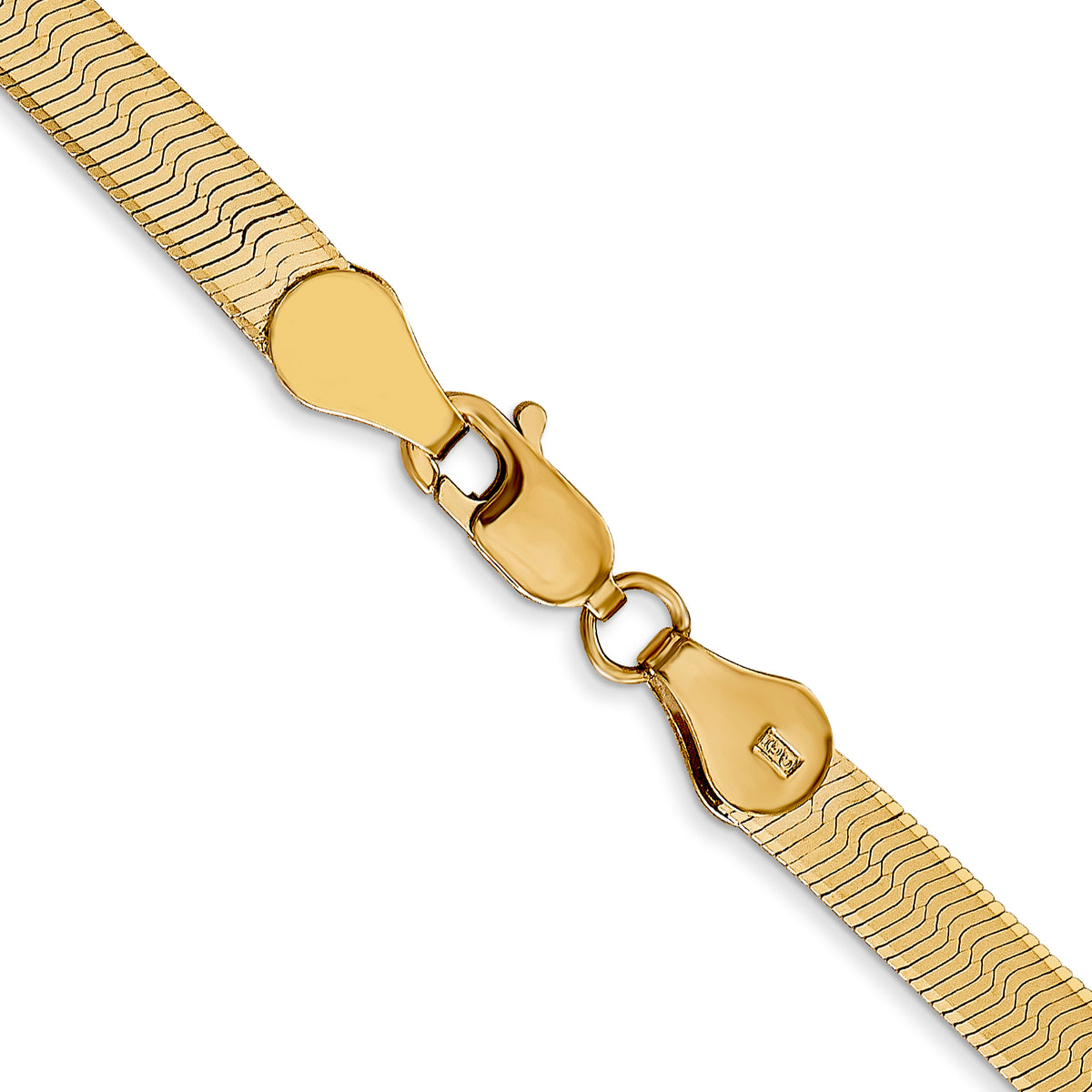 Gold (10K & 14K) Silky Herringbone Chain - 14k Yellow Gold / 16 in / 4 mm