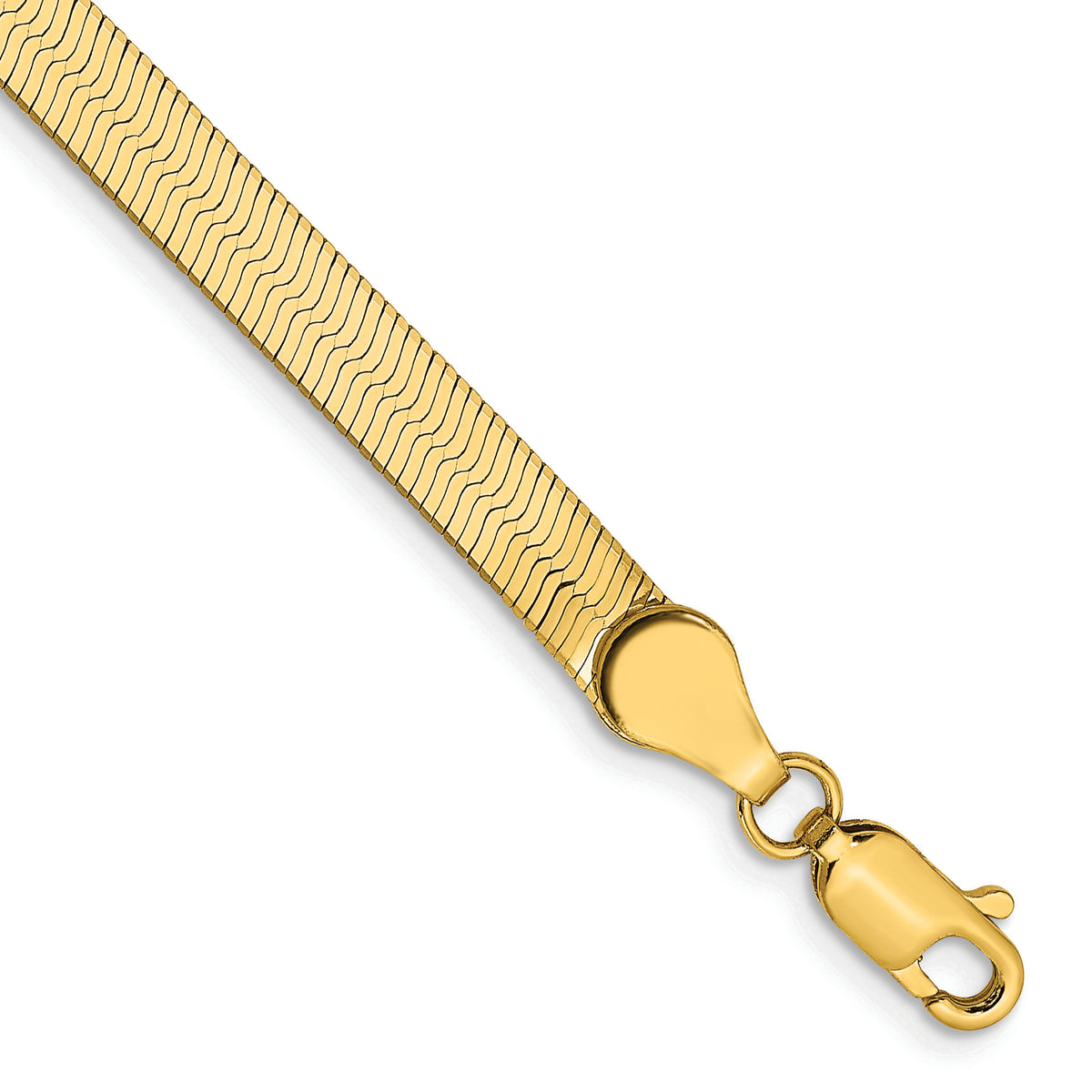 Gold (10K & 14K) Silky Herringbone Chain Bracelet - 14k Yellow Gold / 7 in / 4 mm