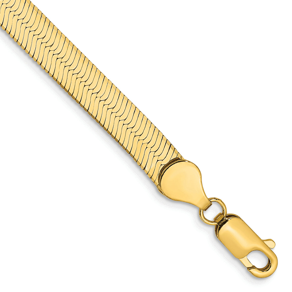 Gold (10K & 14K) Silky Herringbone Chain Bracelet - 14k Yellow Gold / 7 in / 5.5 mm