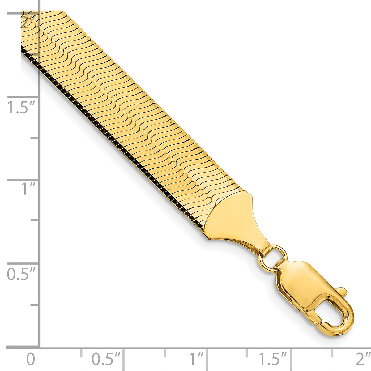 Gold (10K & 14K) Silky Herringbone Chain Bracelet - 14k Yellow Gold / 7 in / 10 mm