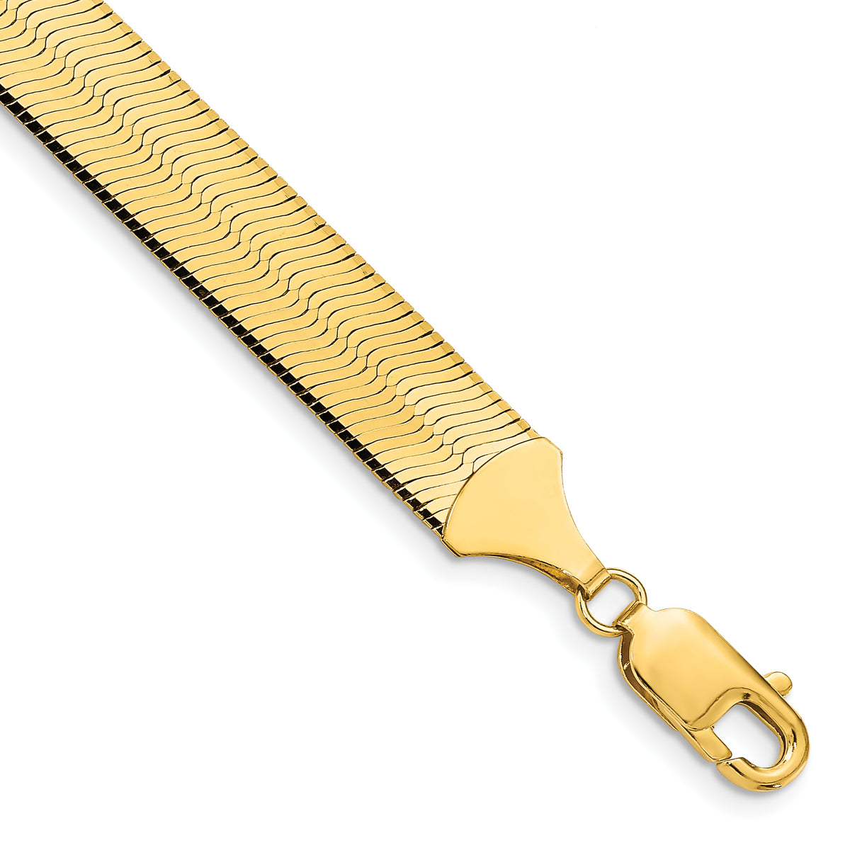 Gold (10K & 14K) Silky Herringbone Chain Bracelet - 14k Yellow Gold / 7 in / 10 mm