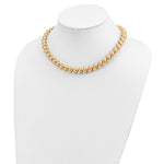 14k Yellow Gold Polished 12mm 17 inch San Marco Necklace, shown on a neck form