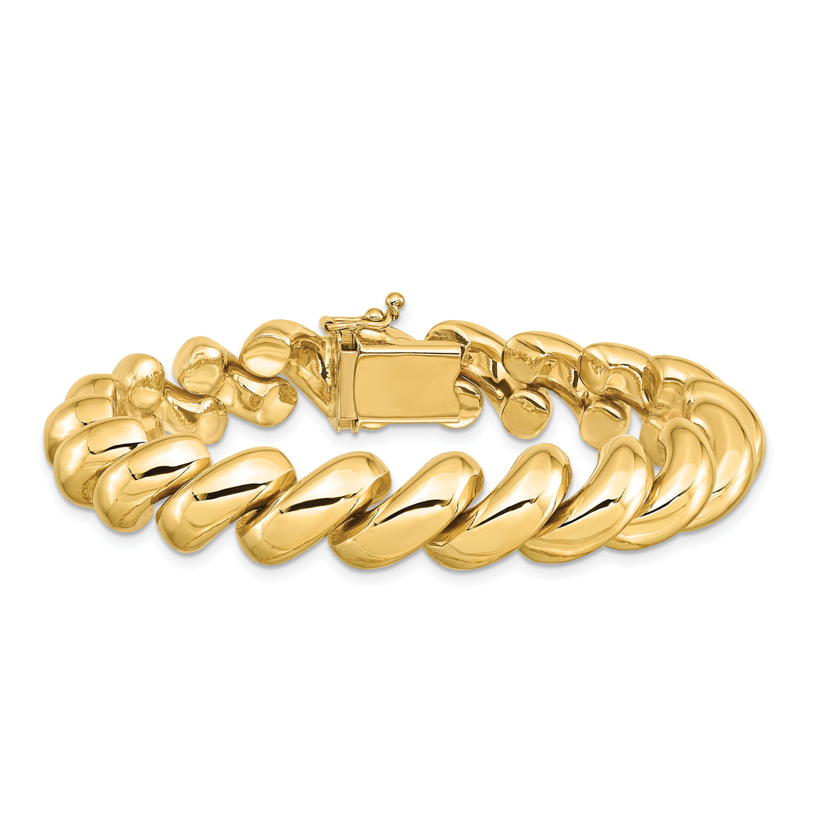 14k Yellow Gold Polished 12mm San Marco Bracelet, view 3 - 7 in