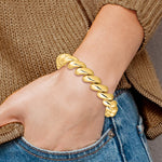 14k Yellow Gold Polished 12mm San Marco Bracelet, view 6 - 7 in