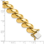 14k Yellow Gold Polished 12mm San Marco Bracelet, shown with a ruler for scale - 7 in