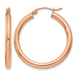 Gold Lightweight Classic Hoop Earrings - 14k Rose Gold / 3 mm / 30 mm