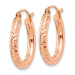 Gold Diamond-cut Classic Hoop Earrings - 14k Rose Gold / 3 mm / 20 mm